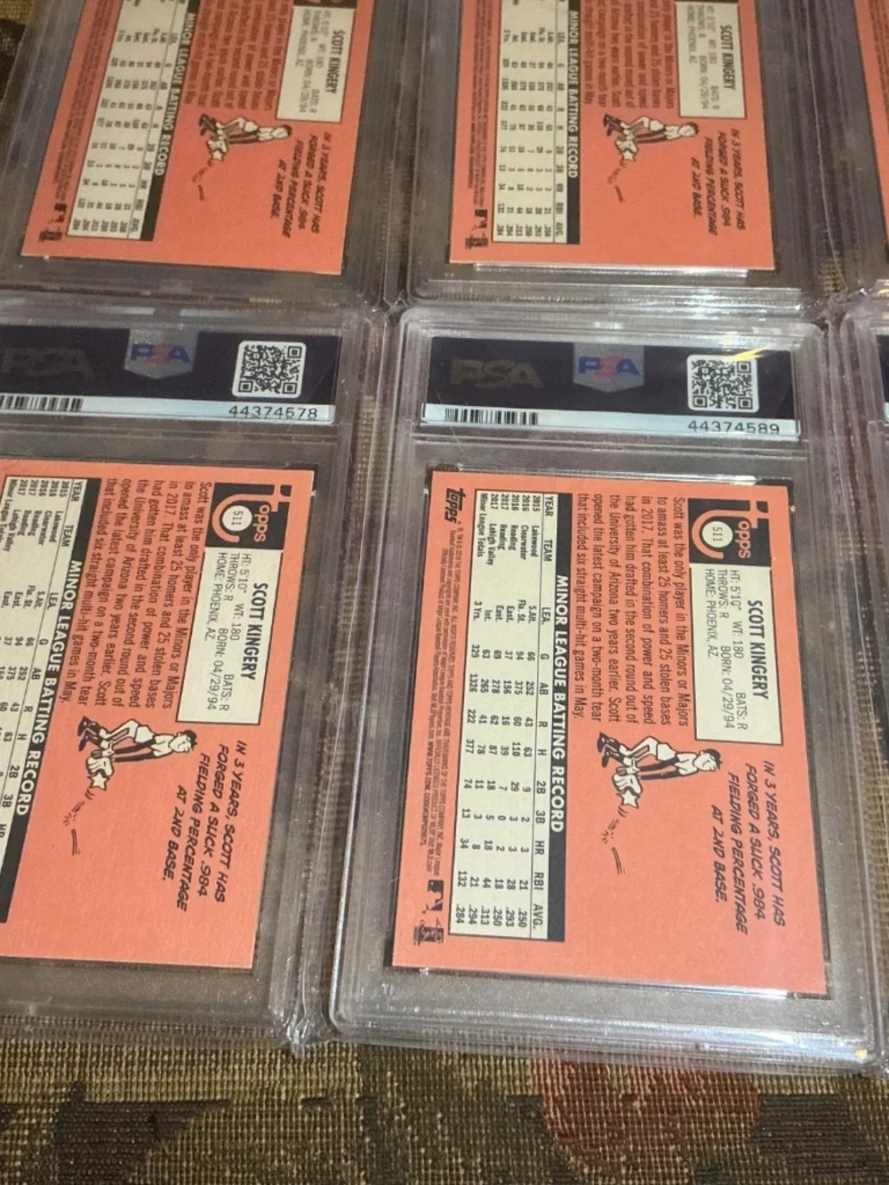 1 Scott Kingery 2018 Topps Heritage #511 rookie card Graded PSA 10